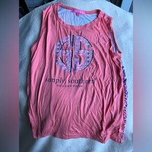 Simply Southern Top Tank Sleeveless Logo Pink Size YL Youth Large PJ Shirt